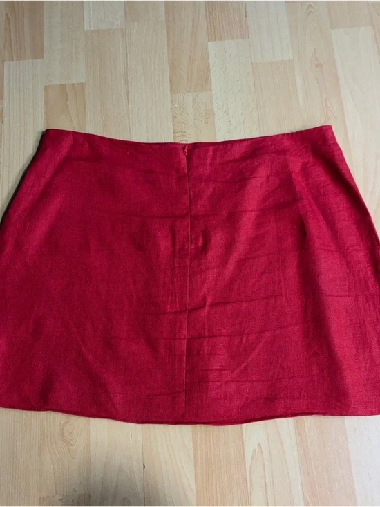 Reformation Rust Red 100% Linen Mini Skirt 10 - Picture 5 of 8